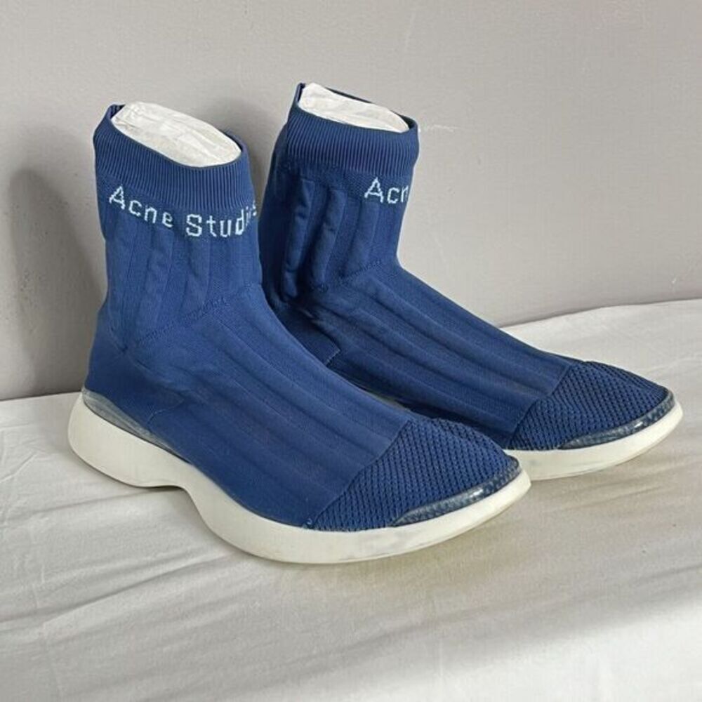 Acne Studios Blue Sock Tristan Sneakers Size 42 (US 9) High Top Trainers Runners